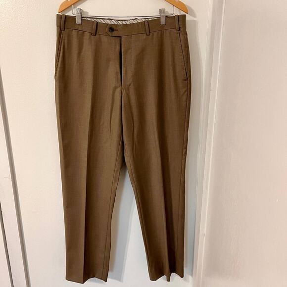 Paul Betenly Vantage Dress Pants Mens Size 34 Tan Super 120's Wool Classic - Picture 1 of 13